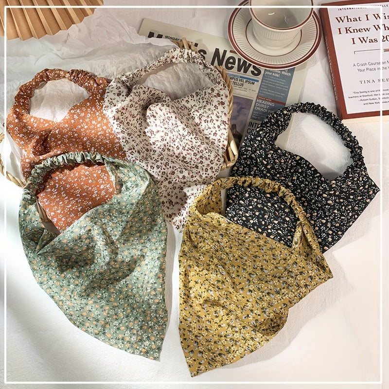 Floral Print Headband Triangle Scarf Elastic Turban Bandana Women Head Wrap