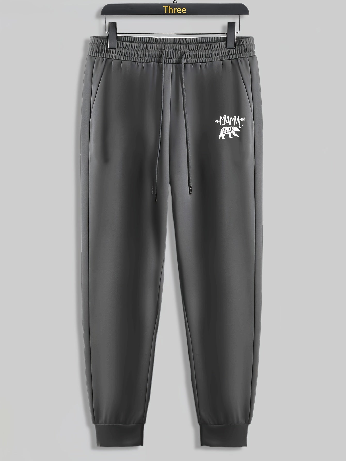 Bear Letter Mama Print Men's Pants Drawstring Sweatpants