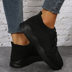 Solid Embossed Weave Sneaker Running Shoes for Women