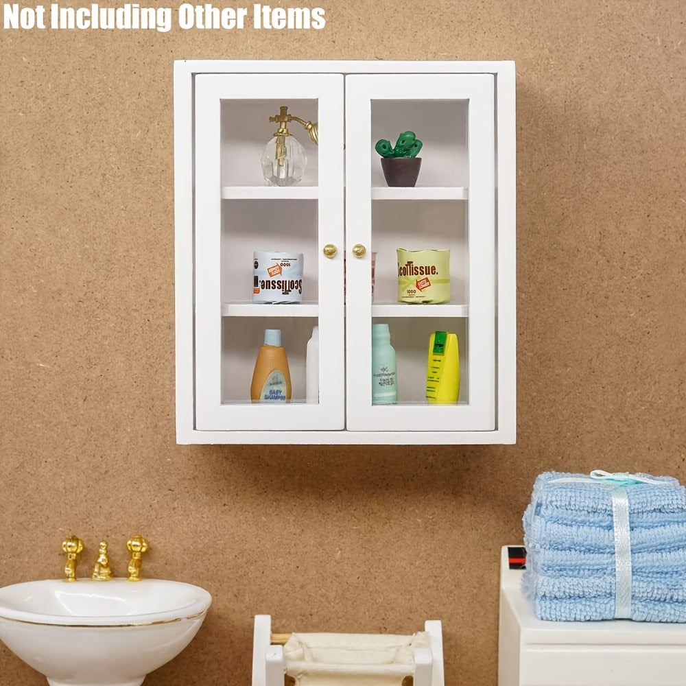 1:12 Scale Wall Mounted Cabinet with Glass Doors - Dollhouse Kit