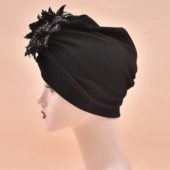 Women Hat Flower Turban Cap Bag Head Wrap Solid Hair Cap for Women