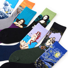 7 Pairs Women's Crew Socks Colorful Artistic Fun Socks