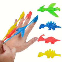 10PCS Ejection Dinosaur Finger Soft Slingshot Toy
