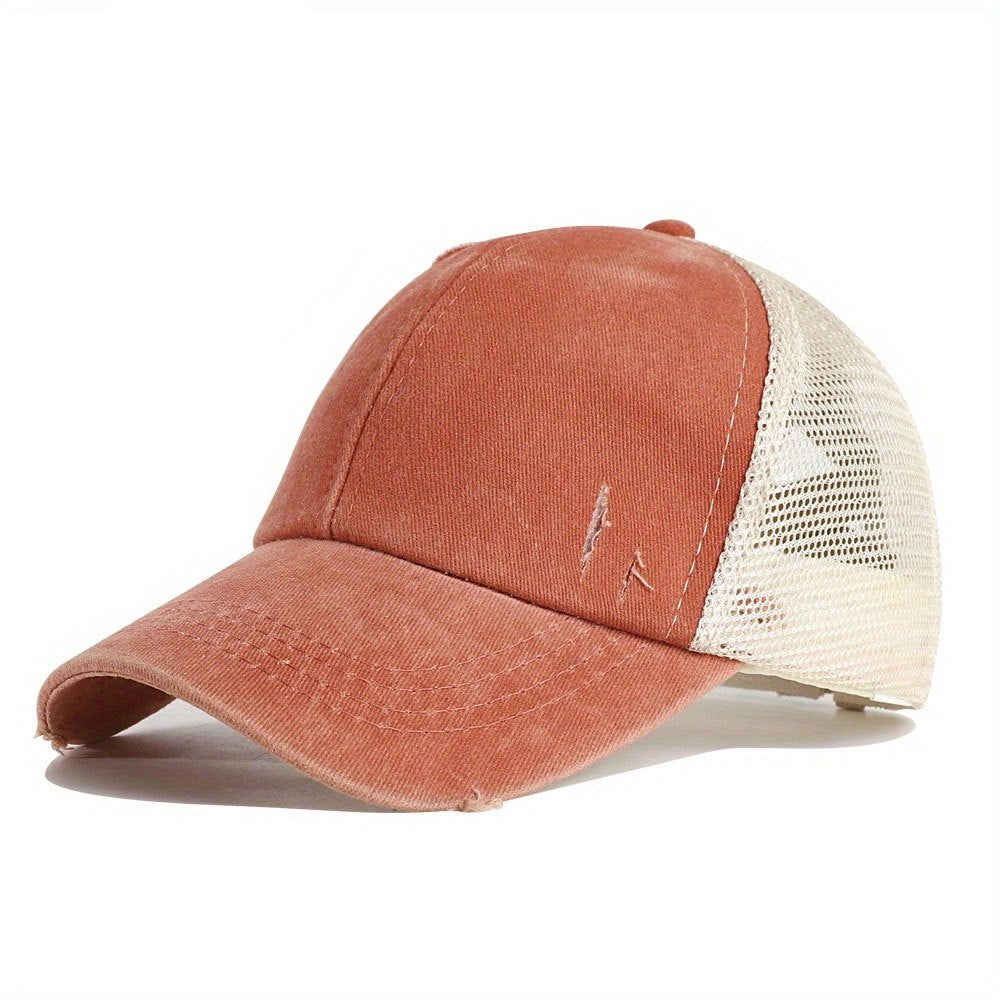 High Ponytail Baseball Cap Grid Criss Cross Ponytail Hat