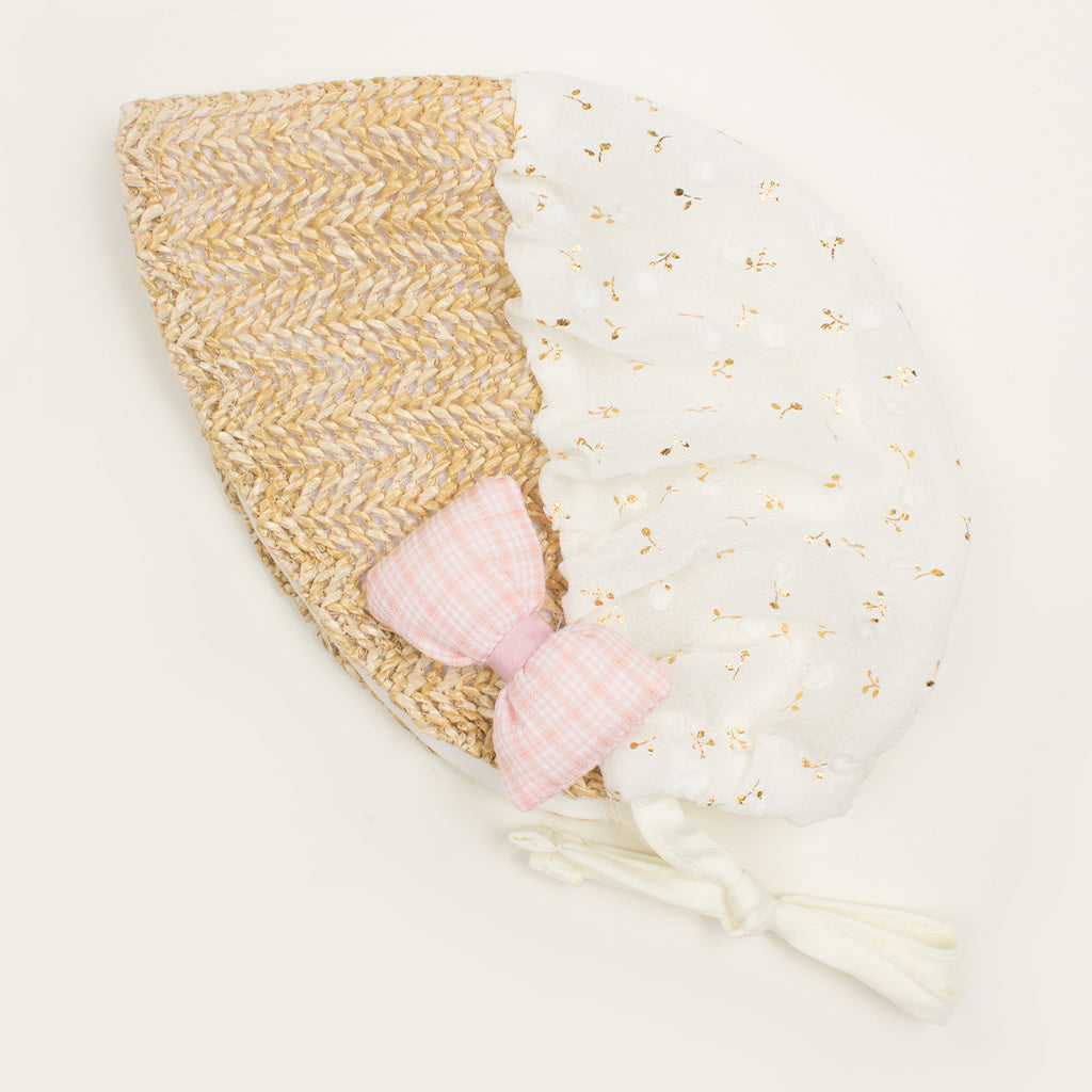 Plaid Bow Mesh Court Baby Headscarf Hat 0-3 Years