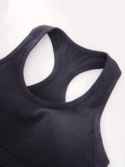 Racerback Sleeveless Tank Top Round Neck Hollow Vest