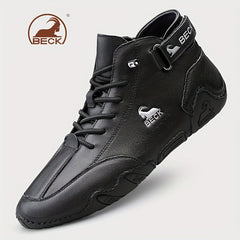 Men's Leather Lace-up Sneakers Comfortable Walking Shoes
