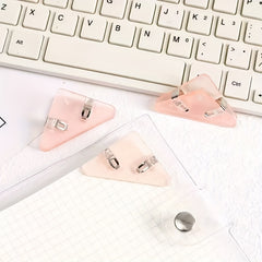 Acrylic Triangle Clip Set - Anti Roll Corner Clip for Office Documents