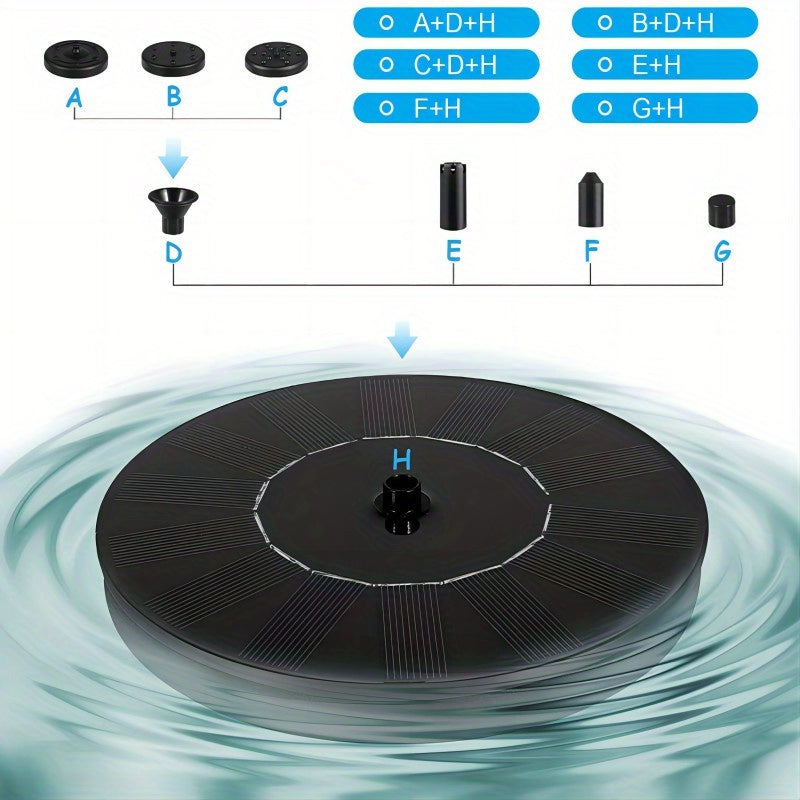 Solar Bird Bath Fountain Pump with 7 Nozzles Stand