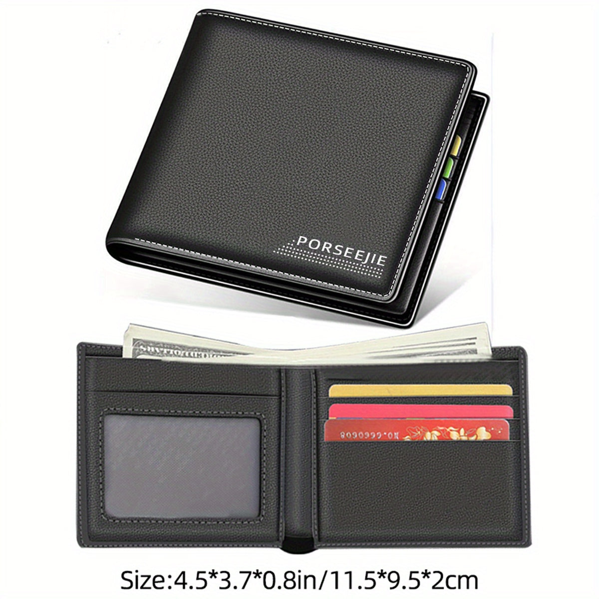 Men's Casual Leather Wallet with ID Card Holder