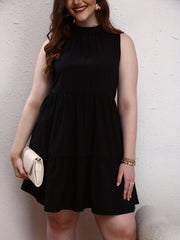  Casual Tank Dress Women's Plus Solid Halter Neck Keyhole Back Mini