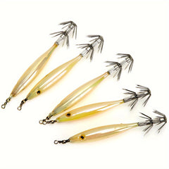 5pcs Luminous Squid Jig Bait with Squid Hook Fishing Tackle