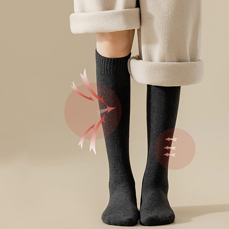 Thick & Warm Calf Socks College Style Knee High Socks Women's Stockings