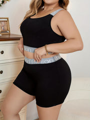  Sports Underwear Set Ribbed Crop Top & Shorts Two Piece