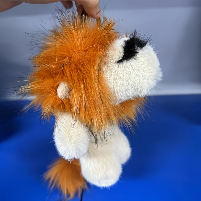Plush Lion Keychain Fluffy Face & Mane Durable Stuffed Animal Charm