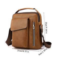 Men's Leather Crossbody Bag Vertical Multifunctional Shoulder Bag