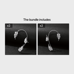Leaf Feather Ear Hanging Light Flash Zirconium Ear Clip Earrings