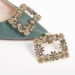 2pcs Square Rhinestone Shoe Buckles Wedding High Heel Decor