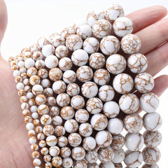 Golden Thread Pine Round Stone Beads 4-12mm