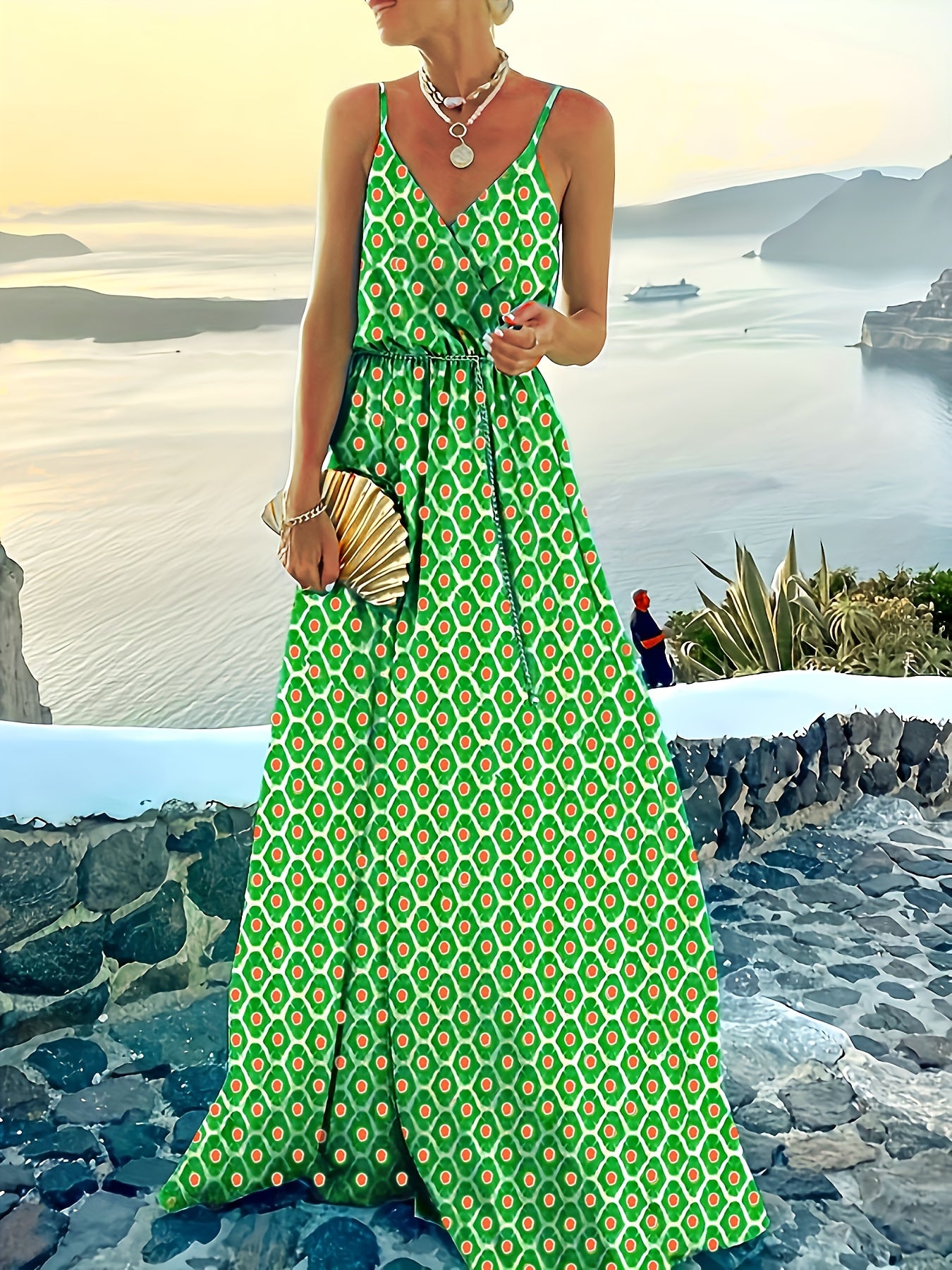  Graphic Print Maxi Cami Dress