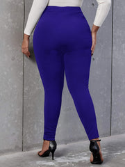  High Rise Double Breast Decor Skinny Pants