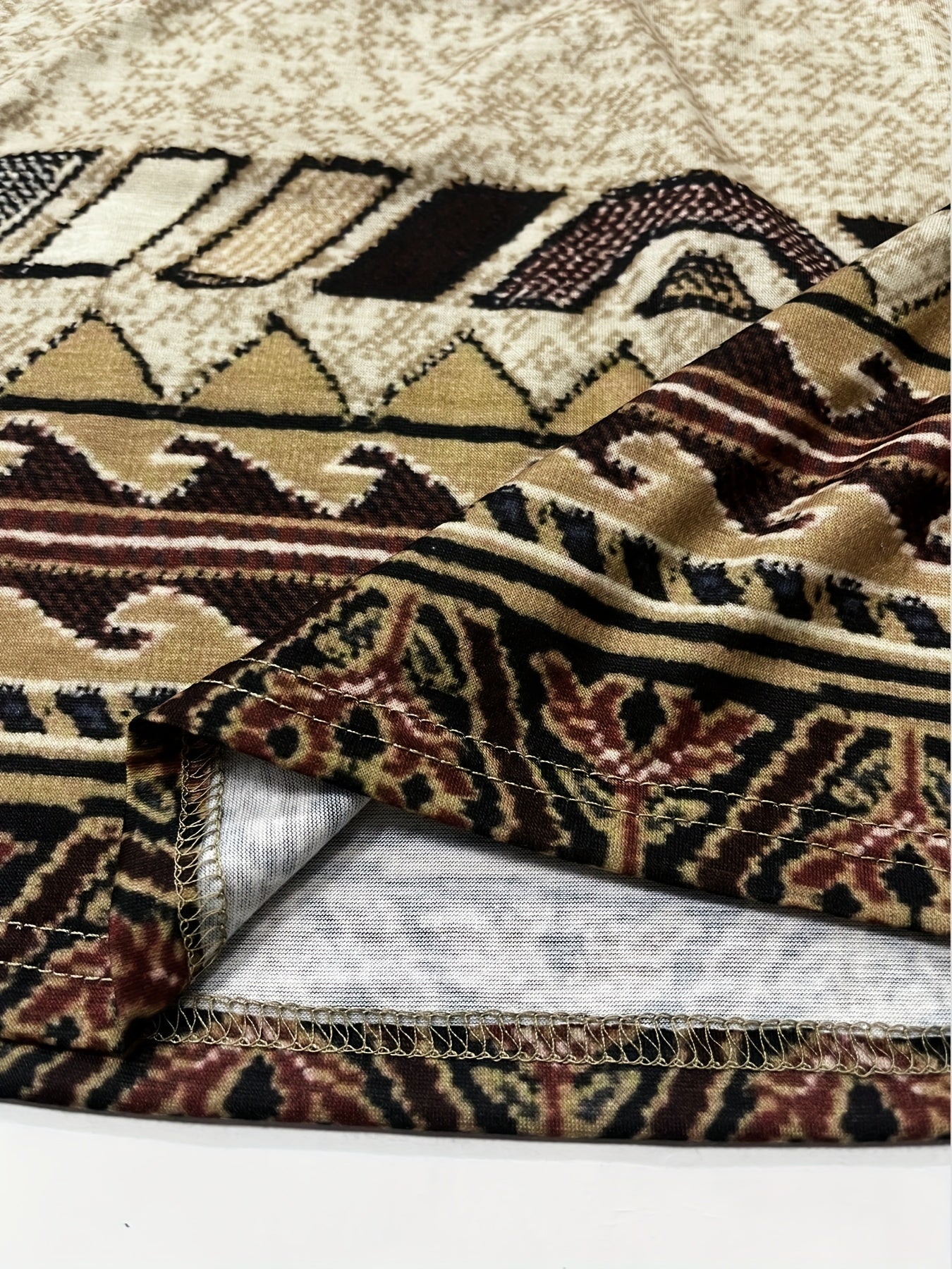  Southwest Print Long Sleeve Maxi Dress