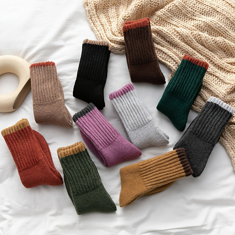 Vintage Warm Winter Socks Cozy Soft Knit Crew Socks