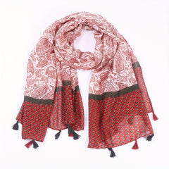 Paisley Print Tassel Scarf Classic Block Shawl Casual