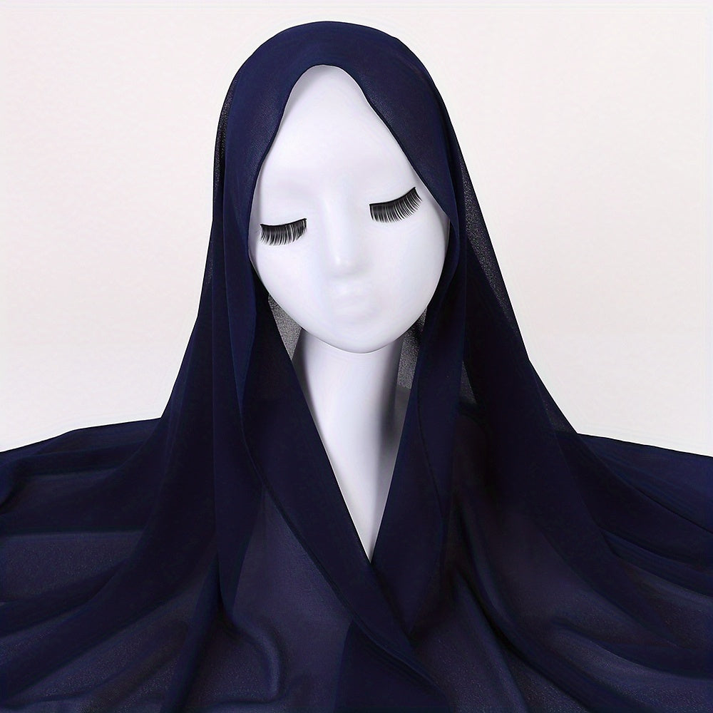 Casual Chiffon Scarf Classic Hijab Breathable Shawl Windproof Head Wrap Turban