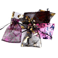 25pcs/lot Skull Halloween Organza Bag Bone Printing Party Candy Gift Packaging