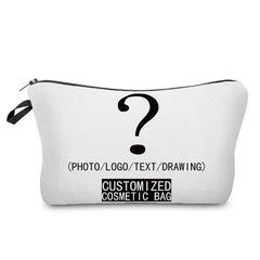 Initials Flower Cosmetic Bag A-Z Letter Makeup Bags Women Travel