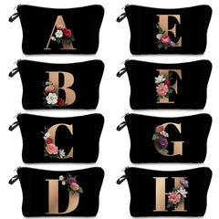 Initials Makeup Bag A-Z Letter Cosmetic Case for Women Travel
