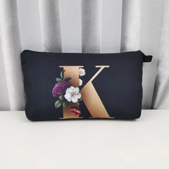 Initials Makeup Bag A-Z Letter Cosmetic Case for Women Travel