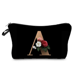 Initials Makeup Bag A-Z Letter Cosmetic Case for Women Travel