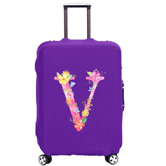 Purple Letter Luggage Cover 18''-32'' Protective Scratch Dust-proof Elastic