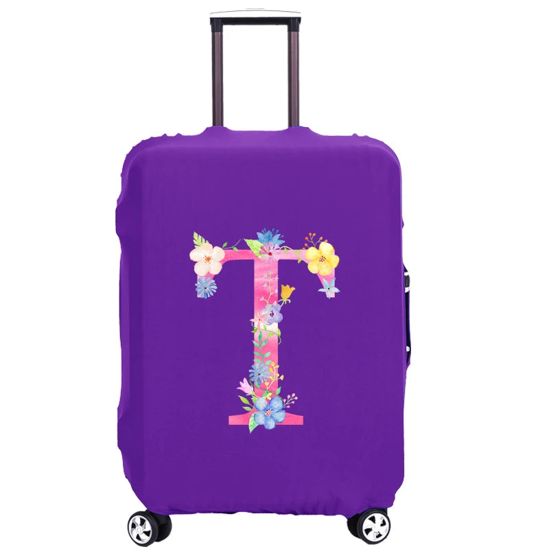 Purple Letter Luggage Cover 18''-32'' Protective Scratch Dust-proof Elastic