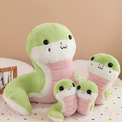 Adorable Green Snake Plush Toy with Smiling Face
