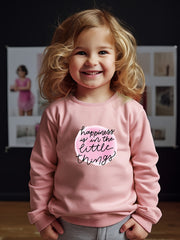 Girls Letters Pattern Crew Neck Long Sleeve Sweatshirt