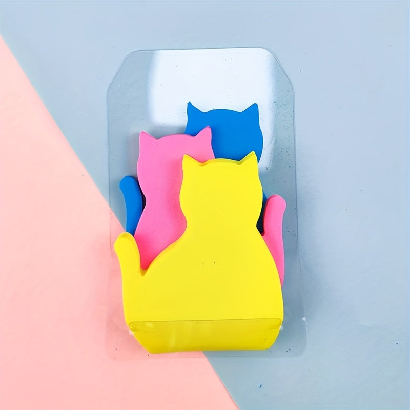 3pcs Cartoon Cat Sticky Notes 90 Sheets Bright Colorful Fluorescent for School