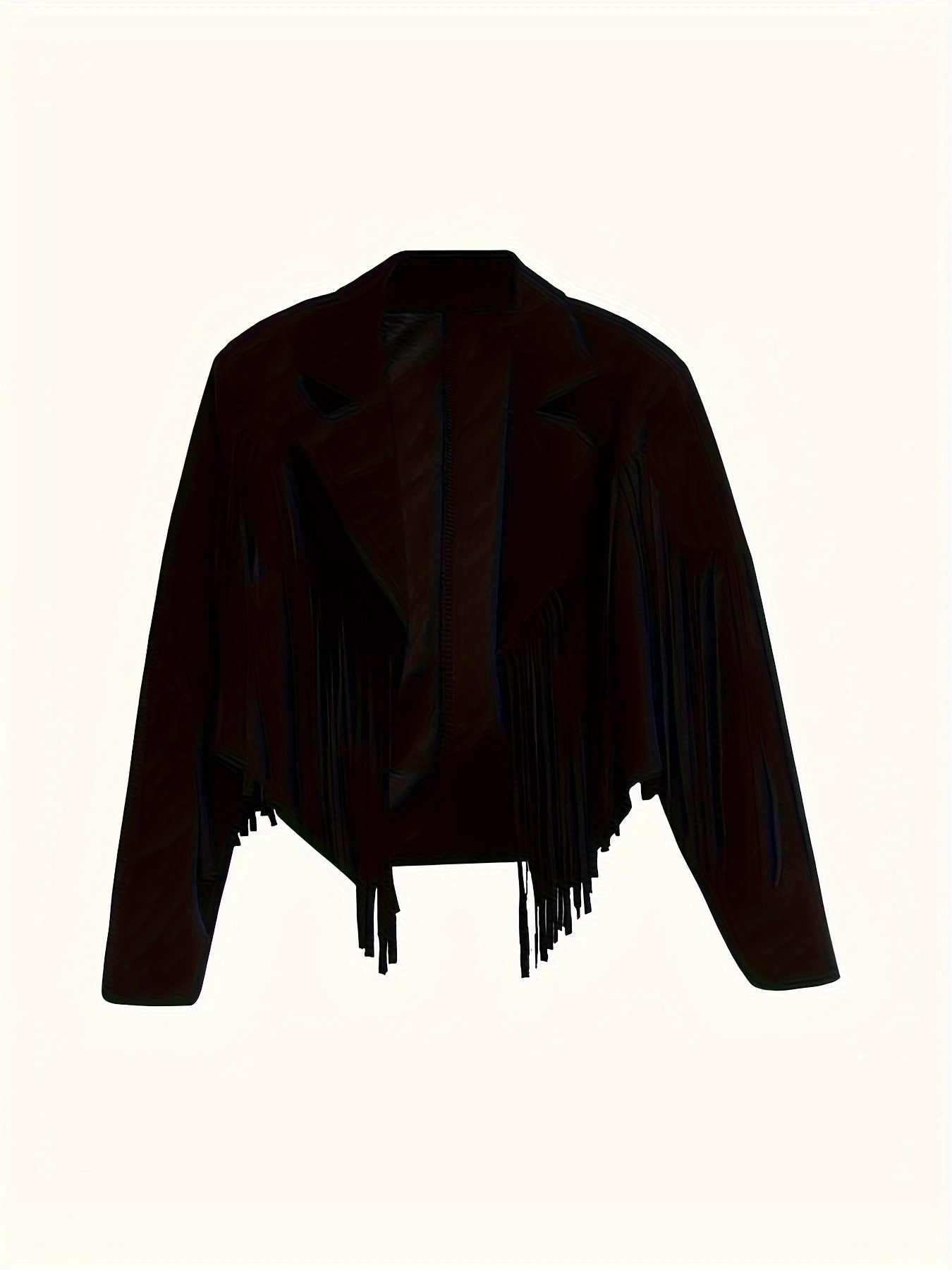  Solid Fringe Trim Crop Blazer