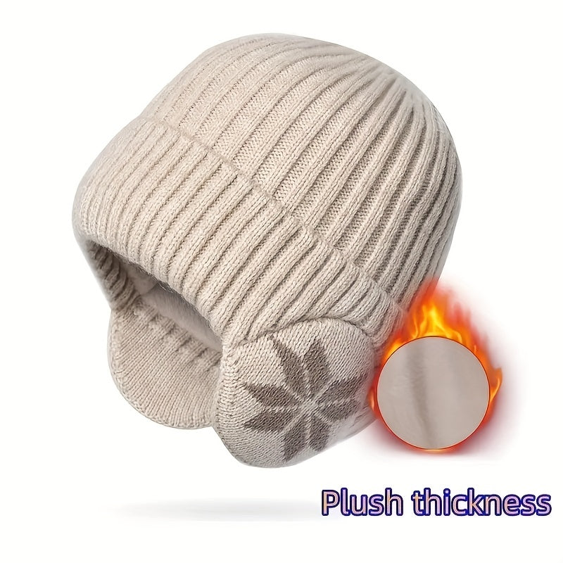 Windproof Knit Beanie Hat With Plus Velvet Thickened Style