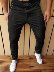 Classic Solid Men's Zipper Dress Pants with Stretch