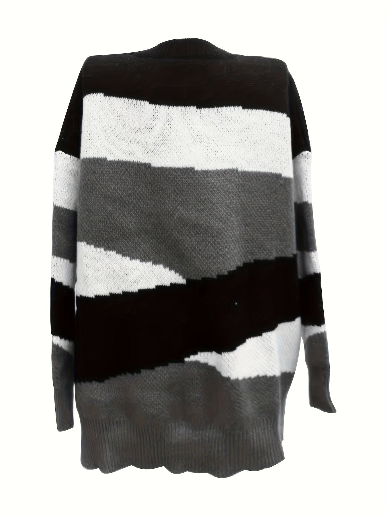  Colorblock Long Sleeve Round Neck Sweater