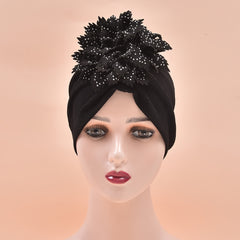 Women Hat Flower Turban Cap Bag Head Wrap Solid Hair Cap for Women