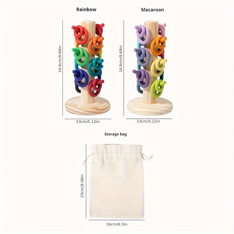 Rainbow Wooden Counting Tree Toy Educational Game Learning Toy