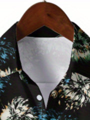 Men's Floral Camp Collar Bowling Shirt Short Sleeve Hawaiian Casual
