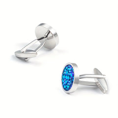 Men's French Shirt Suit Round Crystal Zircon Cufflinks