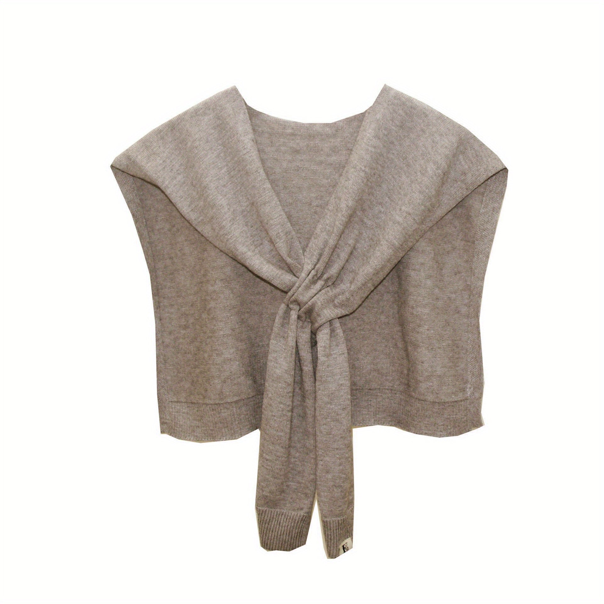 Casual Knitted Shawl Spring & Summer Solid Wrap Windproof Cape Dress Top