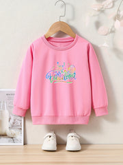 OERYUI Rainbow Print Crew Neck Pullover Top Kids Clothes
