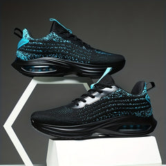Men's Knit Air Cushioned Lace Up Casual Shoes Lightweight Sneakers
